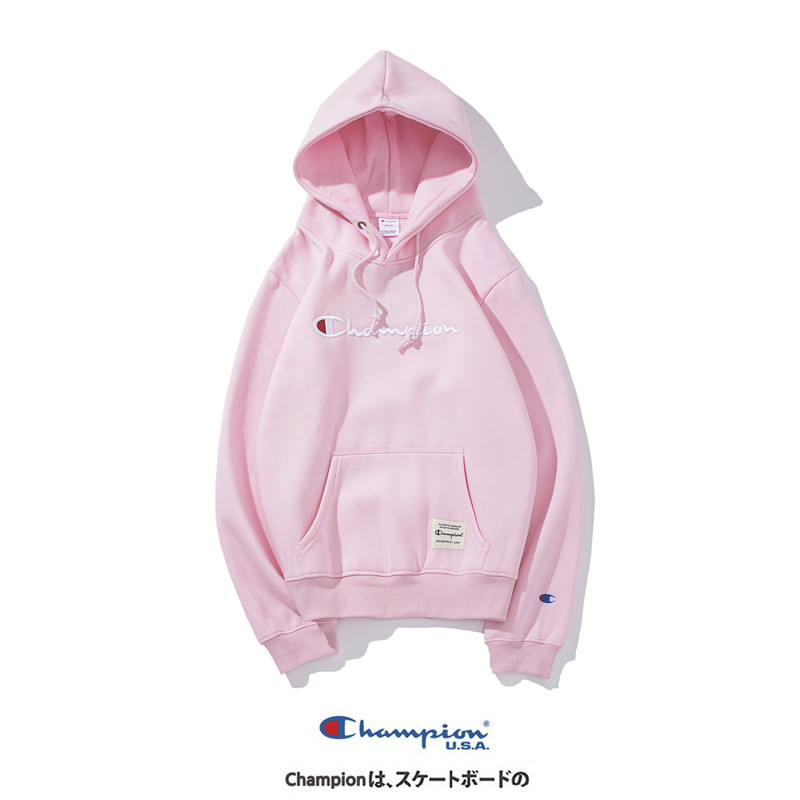Áo hoodie thêu Champion màu trơn trẻ trung năng động dành cho nam nữ