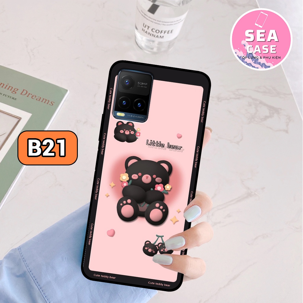 Ốp lưng VIVO Y21/ Y21S hình gấu đáng yêu,dễ thương – ốp nhựa chống trầy,chống va đập