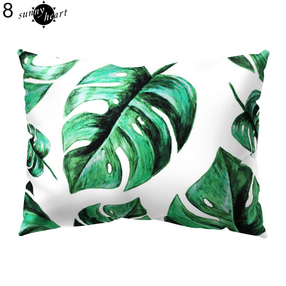 Áo gối khổ chữ nhật 30cm x 50cm in họa tiết lá cây nhiệt đới bắt mắt dùng để trang trí nội thất