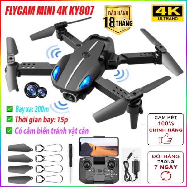 💥𝓣ặ𝓷𝓰 𝓫ộ 4 𝓬á𝓷𝓱 𝓼ơ 𝓬𝓾𝓪💥 Máy Bay Flycam Mini KY907 - Cảm biến vật cản - Playcam Giá Rẻ 4k - Máy bay điều khiển từ xa