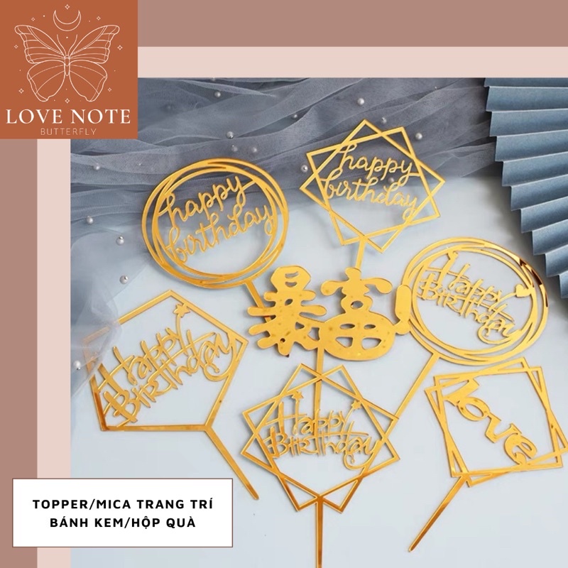 Topper/Tấm nhựa mica trang trí bánh kem sinh nhật, hộp quà tặng