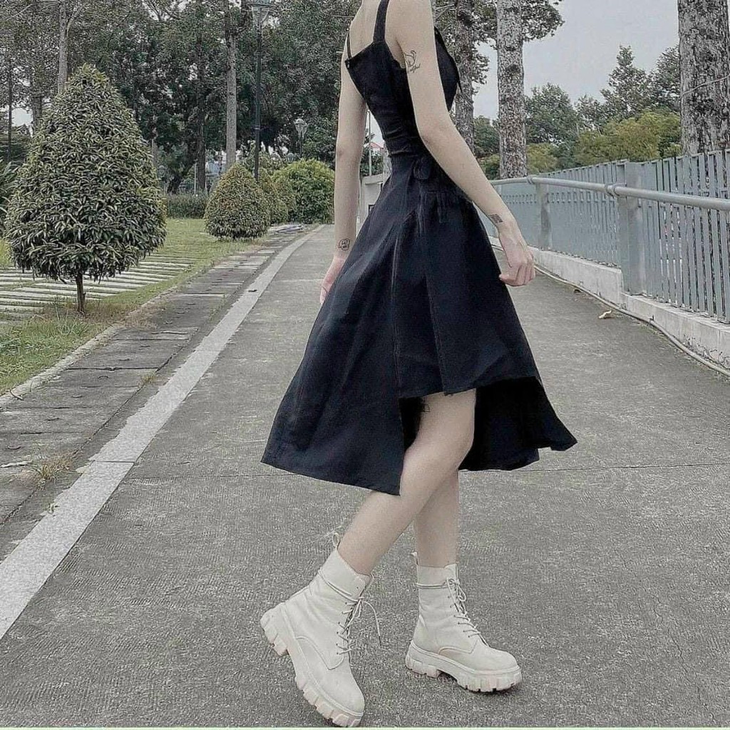 Váy Nữ✨Váy Body 2 Dây✨Dáng dài Set váy đen xẻ tà Blackpink cực ngầu eo có thắt chun co giãn - VT3 | BigBuy360 - bigbuy360.vn