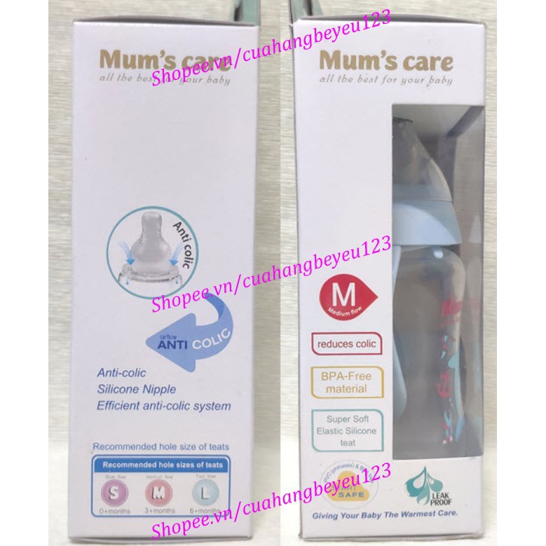 Bình sữa PP CỔ HẸP cao cấp Mum's Care - thiết kế van chống đầy hơi 90ml / 150ml / 270ml Thái Lan - Mum ' s Care