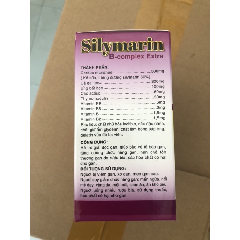 Viên uống SILYMARIN B-COMPLEX EXTRA kiểm soát an ninh gan , hỗ trợ, giải độc gian, hạ men gan - Hộp 100 viên