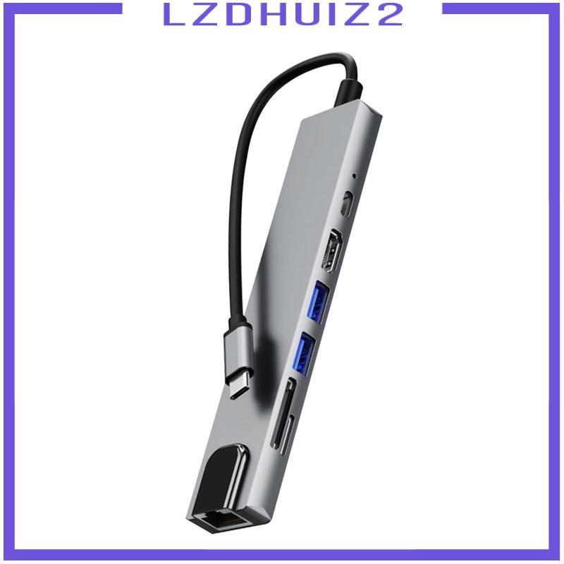 Bộ Chia Bảy Cổng Mạng Ethernet Type C Màu Xám 12.2x1.4x0.6Inches Chuyên Dụng Cho Laptop