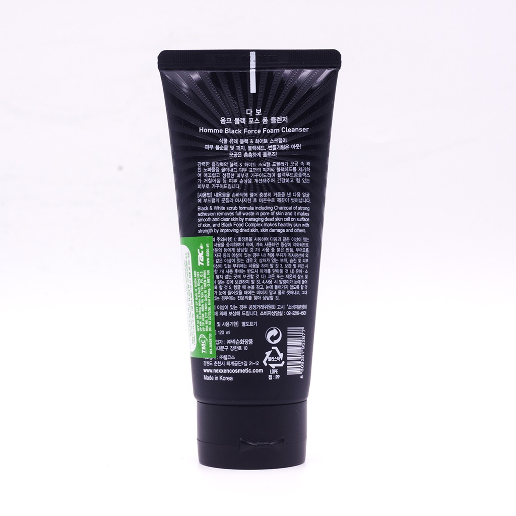 Sữa Rửa Mặt Dành Cho Nam Ngừa Mụn, Sáng Da DABO Black Force For Men 120ml