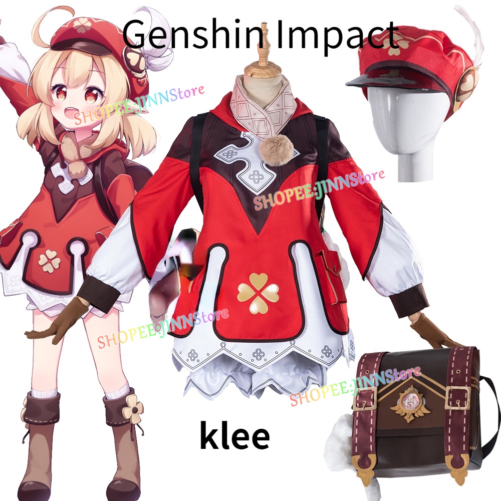 Set trang phục hóa trang anime Genshin Impact Klee phong cách Trung Hoa thời trang/ Tóc giả/ Ba lô và búp bê | BigBuy360 - bigbuy360.vn