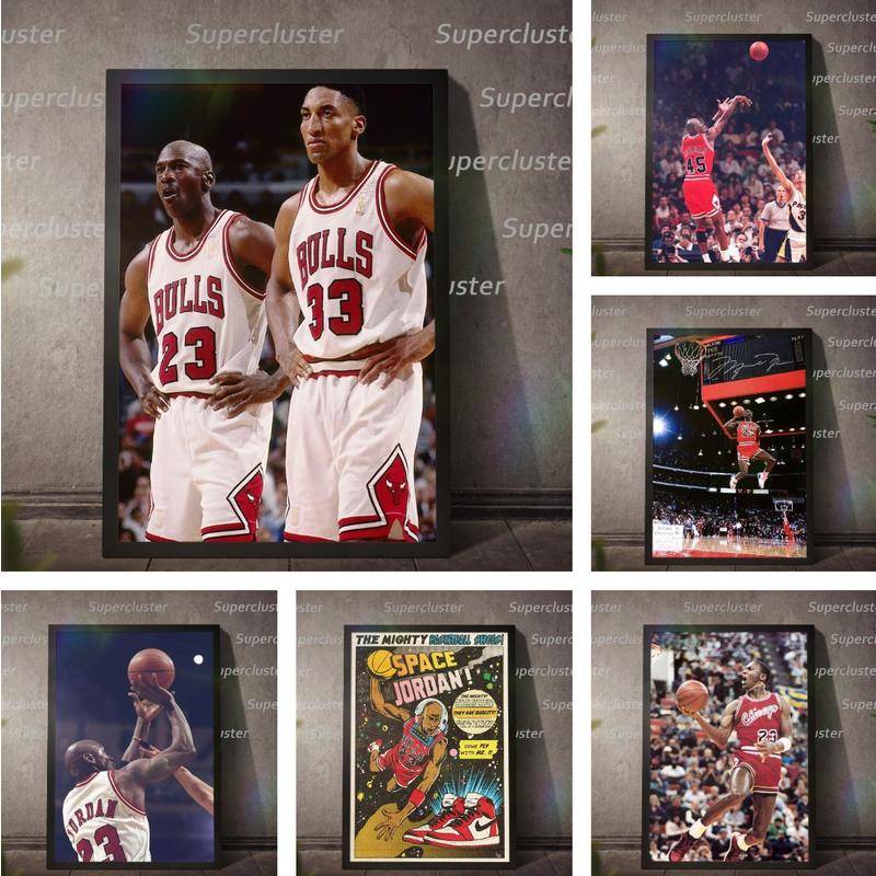 Tranh Vải Bạt Treo Tường In Hình Cầu Thủ Bóng Rổ Michael Jordan Trang Trí Nhà Cửa