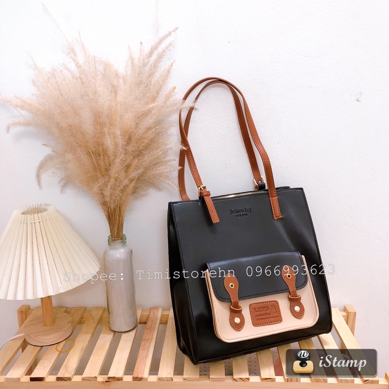 Túi xách công sở nữ to, Túi tote bag da vừa A4, iPad, tài liệu da dày chắc chắn đi học, đi làm TIMISTOREHN T090
