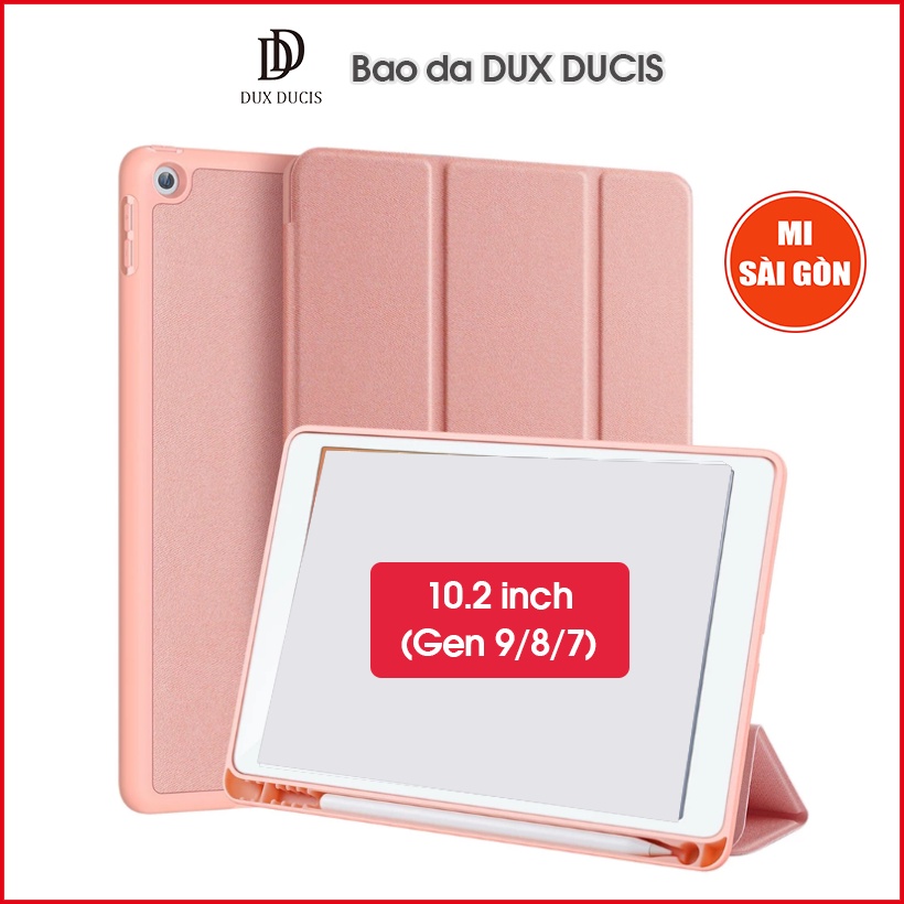 [Hỏa Tốc HCM] Bao da DUX DUCIS iPad 10.2 inch (iPad Gen 9/8/7) (DOMO SERIES) - Mặt lưng TPU mềm, Có ngăn đựng bút - H