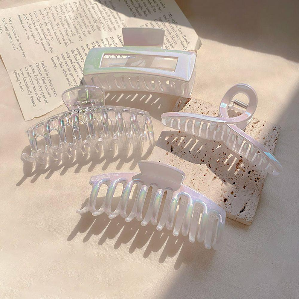 Kẹp Tóc Càng Cua Bằng Acrylic Màu Laser Hình Cá Mập Dễ Thương Phong Cách Retro Thời Trang Cho Nữ