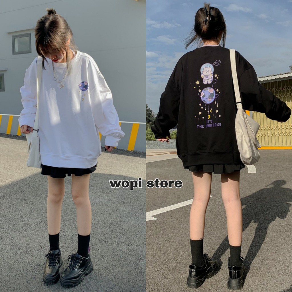 Áo Sweater Nỉ UNI MOON Tay Dài Form Rộng Ulzzang (Ảnh Thật) 1hit_unisex