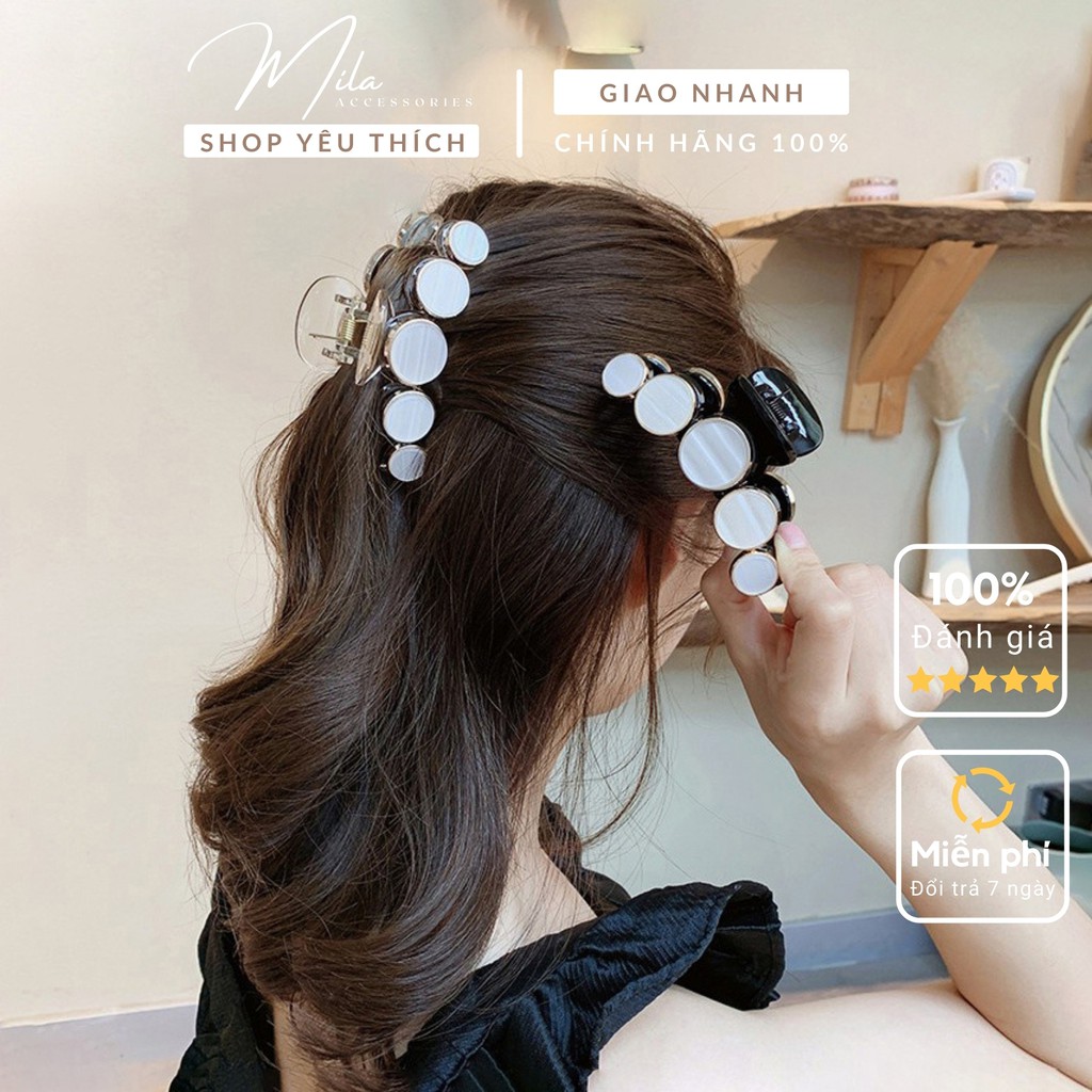 Kẹp tóc nữ Hàn Quốc đẹp MILA KT104 ❤️BẢN ĐẶC BIỆT❤️ kẹp nhựa Acrylic cao cấp mặt vỏ trai cao cấp Mila Accessories