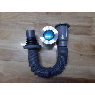Bộ xả lavabo NHẤN dạng ruột gà màu xám