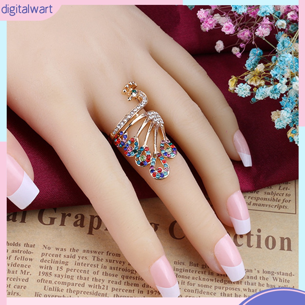 Nhẫn Hình Chim Công Đính Đá Phong Cách Cổ Điển Thanh Lịch Dành Cho Nữ