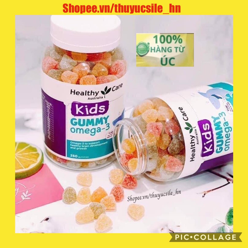 Kẹo dẻo Healthy Care Kids Gummy Omega 3, Úc  bổ sung omega-3 cho trẻ 2 tuổi trở lên