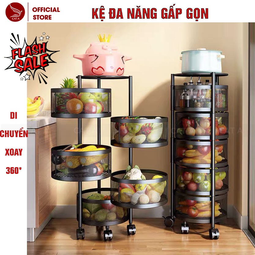 [SALE SỐC] KỆ ĐA NĂNG đựng rau củ quả và đồ gia dụng, di chuyển xoay 360*, dễ dàng lắp đặt, chất liệu thép không gỉ !