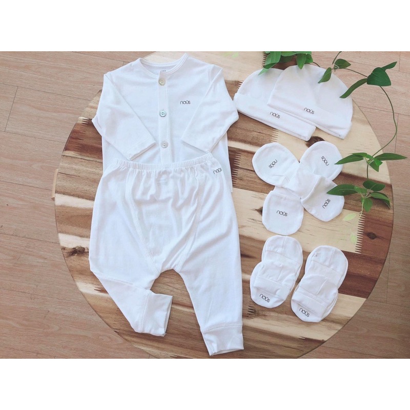 Bộ cài thẳng dài Nous pettit trắng từ 0-12M
