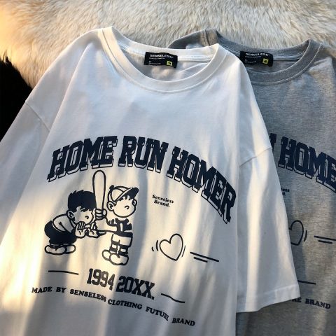 Áo thun ZHELIHANGFEI ngắn tay dáng rộng in chữ cá tính dễ phối đồ thời trang