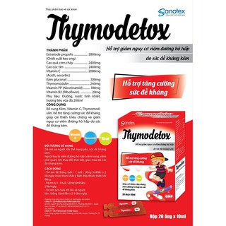 Thymodetox- Hỗ Trợ Giảm Nguy Cơ Viêm Đường Hô Hấp Do Sức Đề Kháng Kém, Tăng Đề Kháng- Hộp 20 ống