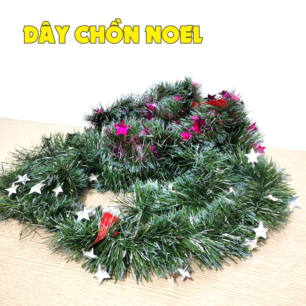 Sợi lá thông trang trí noel giáng sinh màu xanh chồn có ngôi sao dài 1m trang trí tường, cửa sổ, cửa ra vào