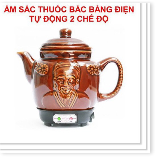 ẤM SẮC THUỐC BẮC BẰNG ĐIỆN 2 CHẾ DỘ NẤU TỰ NGẮT GỐM BÁT TRÀNG FULL COOK