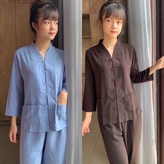 Đồ lam đi chùa 😀😀Bà Lai đi chùa Không Thêu 2 Túi