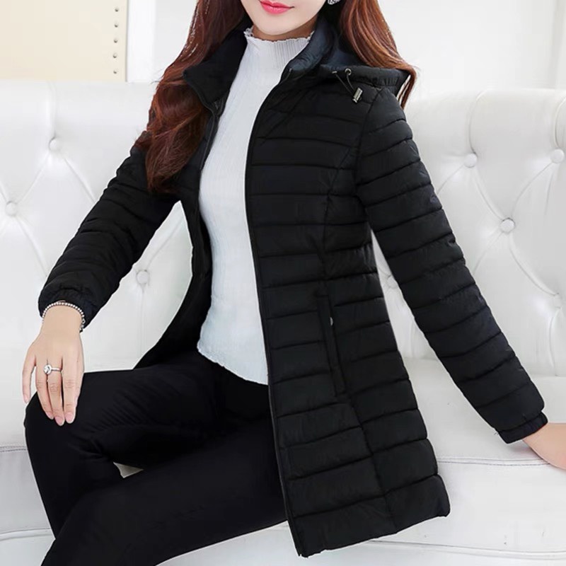 Áo phao mỏng nhẹ dáng dài tay bo mũ rời AP03