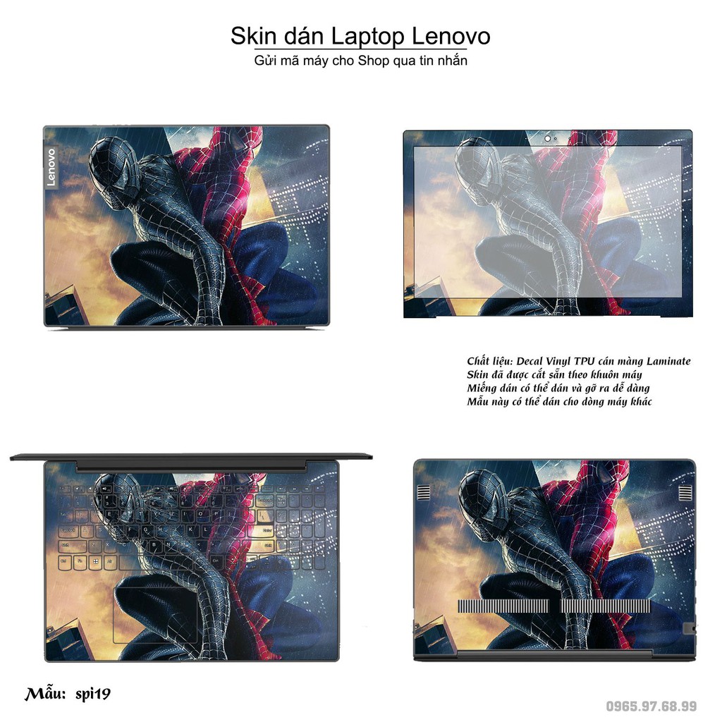 Skin dán Laptop Lenovo in hình người nhện Spiderman (inbox mã máy cho Shop)