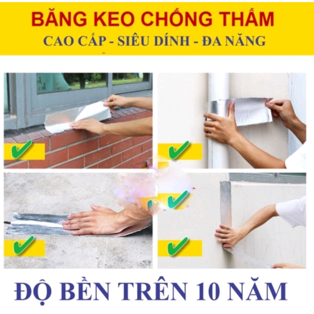 Băng Keo Chống Thấm Rộng 5cm/ 10cm Dài 5 Mét . Miếng Siêu Dính - Chống Thấm Dột