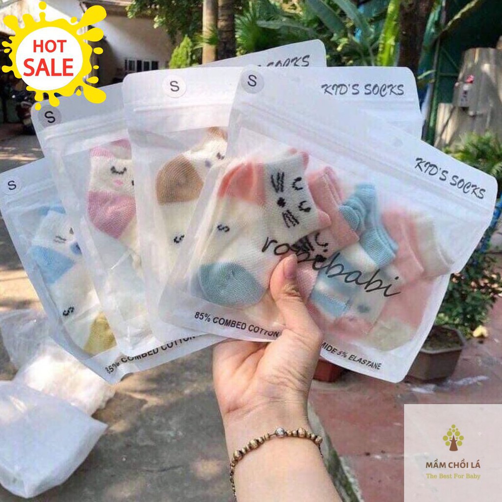 Tất Trẻ Em 𝑭𝒓𝒆𝒆𝒔𝒉𝒊𝒑 Set 5 Đôi Tất Kid Sock Chống Trượt Cho Bé - Mầm Chồi Lá
