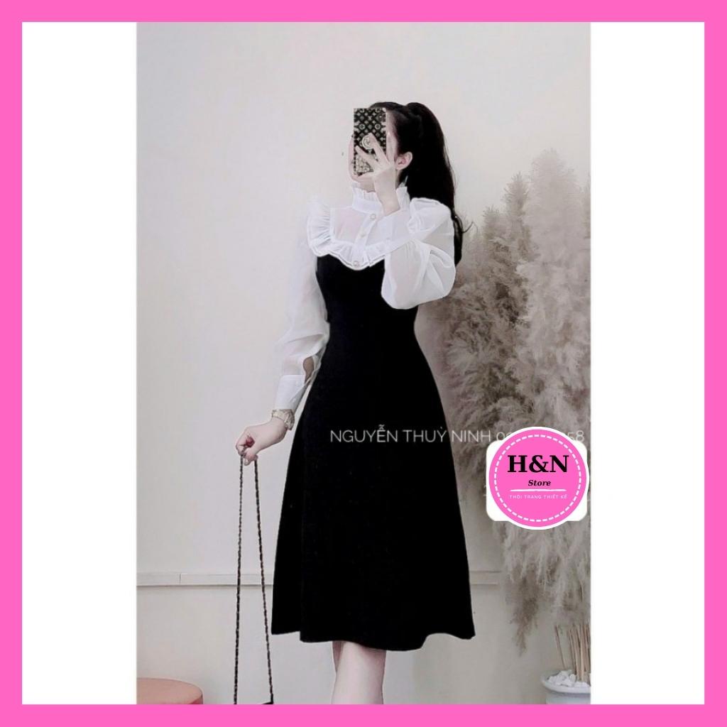 Váy nữ thiết kế dáng suông dài Đầm phối tơ trẻ trung thanh lịch HN Clothing V31 | BigBuy360 - bigbuy360.vn