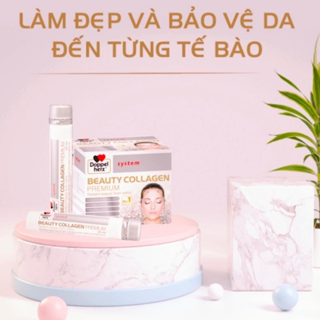 Beauty Collagen Doppelherz Bổ Sung Collagen Peptide Giúp Da Căng Mịn, Giảm Nếp Nhăn &amp; Ngăn Ngừa Lão Hóa (Hộp 30 Ống)