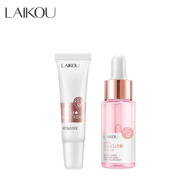 Serum 17ml Kèm Kem Hoa Anh Đào 15g LAIKOU Dưỡng Ẩm Xóa Quầng Thâm Chống Lão Hóa Hiệu Quả