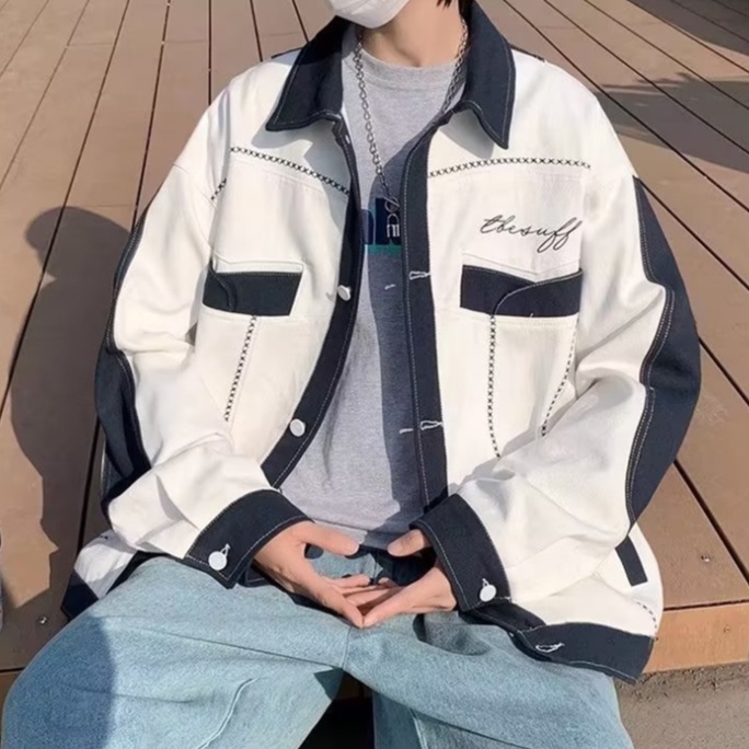 Áo Khoác bomber nam Dáng Rộng áo khoác công nhân  Thời Trang Hàn nam Quốc Cá Tính áo khoác Nữ