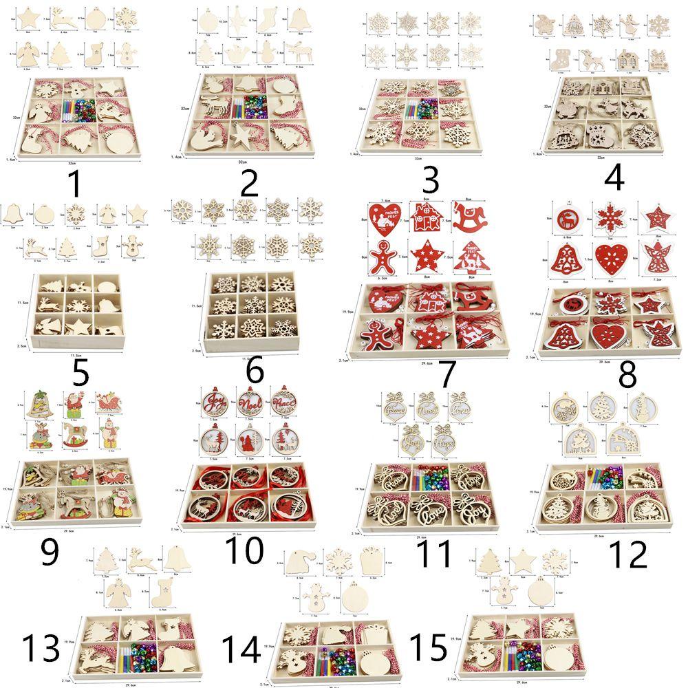 Set 100 Phụ Kiện Treo Trang Trí Cây Thông Noel Bằng Gỗ Màu Đỏ Sang Trọng