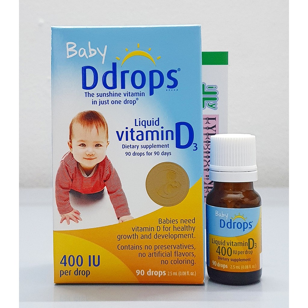 Liquid vitamin d3 Baby Ddrops 400 IU chai 90 giọt của Mỹ - D drops d3 drop chắc xương và tăng chiều cao cho bé