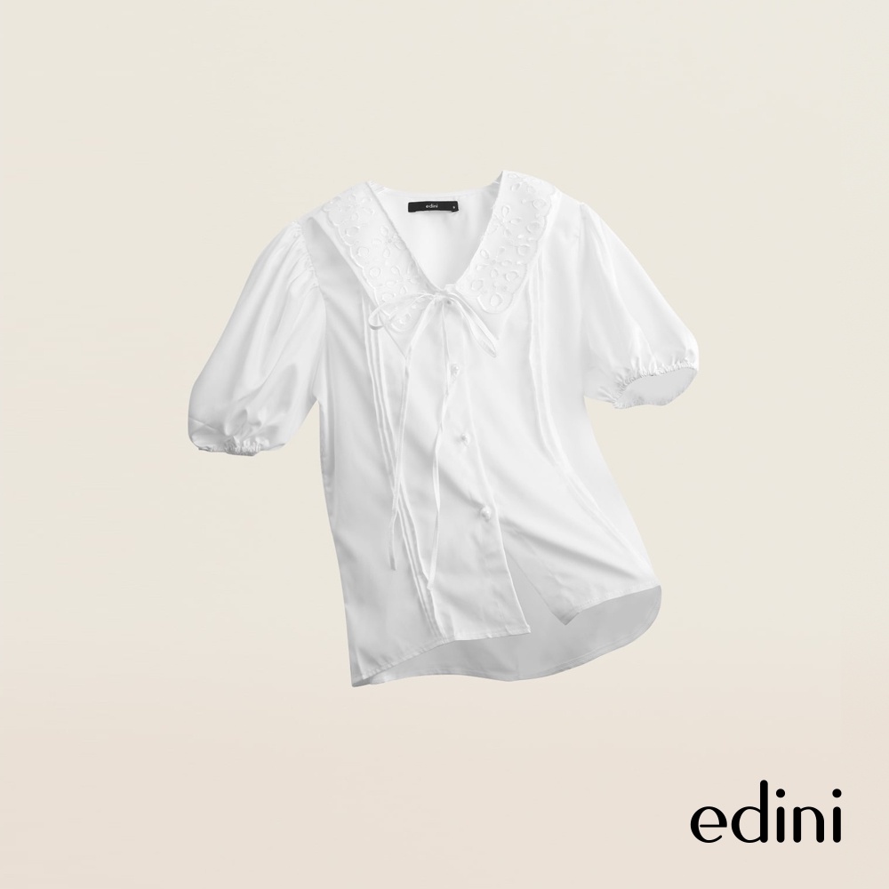 Áo Kiểu Thắt Nơ Tay Phồng EDINI - A1311