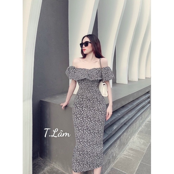 VÁY HOA BÈO TRỄ VAI BODY DÁNG DÀI