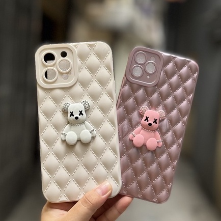 CUTE VIỀN VUÔNG BẢO VỆ CAMERAỐp Điện Thoại Hình Gấu 3D QUẢ TRÁM Cho Iphone X XS 11 12 13 PRO MAX SAMSUNG A12 A03
