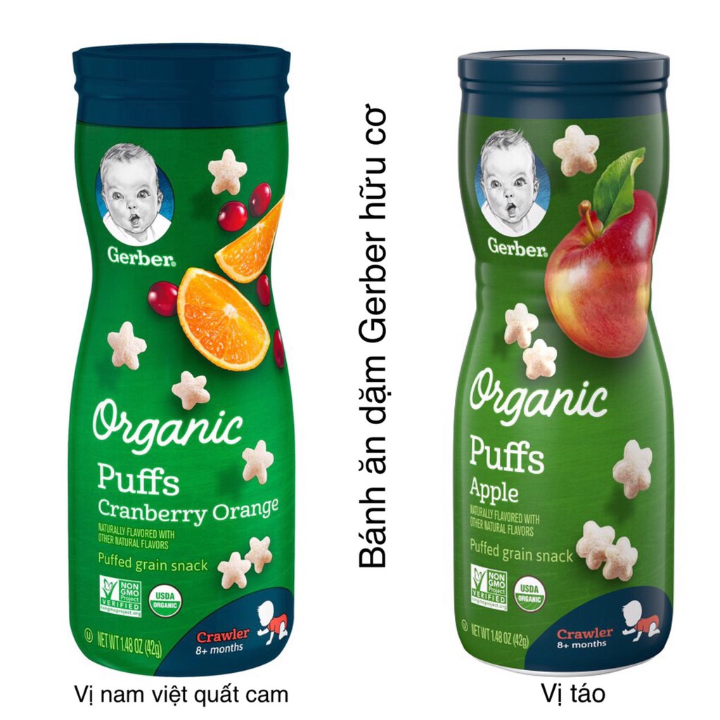 Bánh ăn dặm Gerber Oganic Puffs cho bé