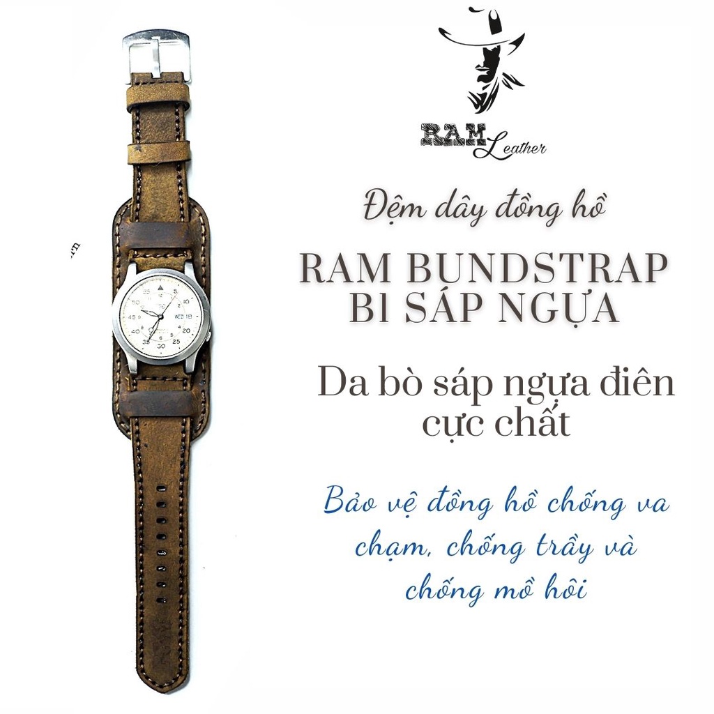 Tấm lót bundstrap da bò thật b1 sáp ngựa nâu đất - RAM Leather - đủ size