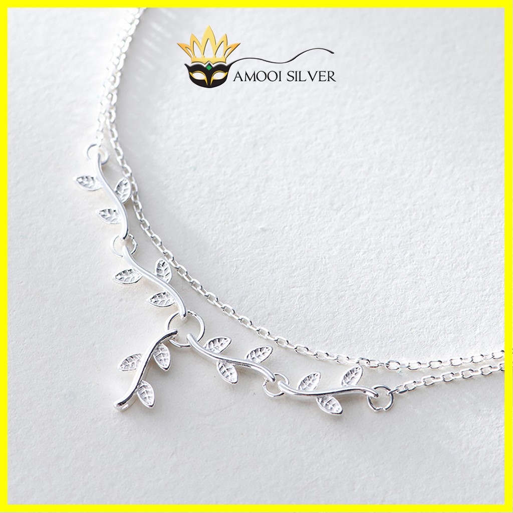 Lắc tay bạc S925 dây đôi lá - Amooi Silver AT44
