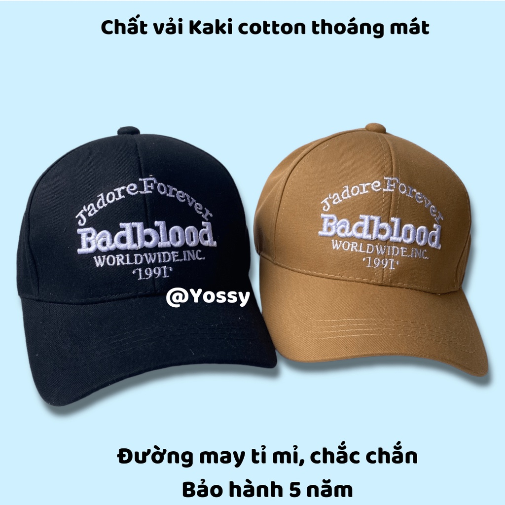 Mũ lưỡi trai nam nữ thêu chữ BAD BLOOD chất vải kaki thời trang phong cách Hàn Quốc ❤Nón kết unisex cao cấp
