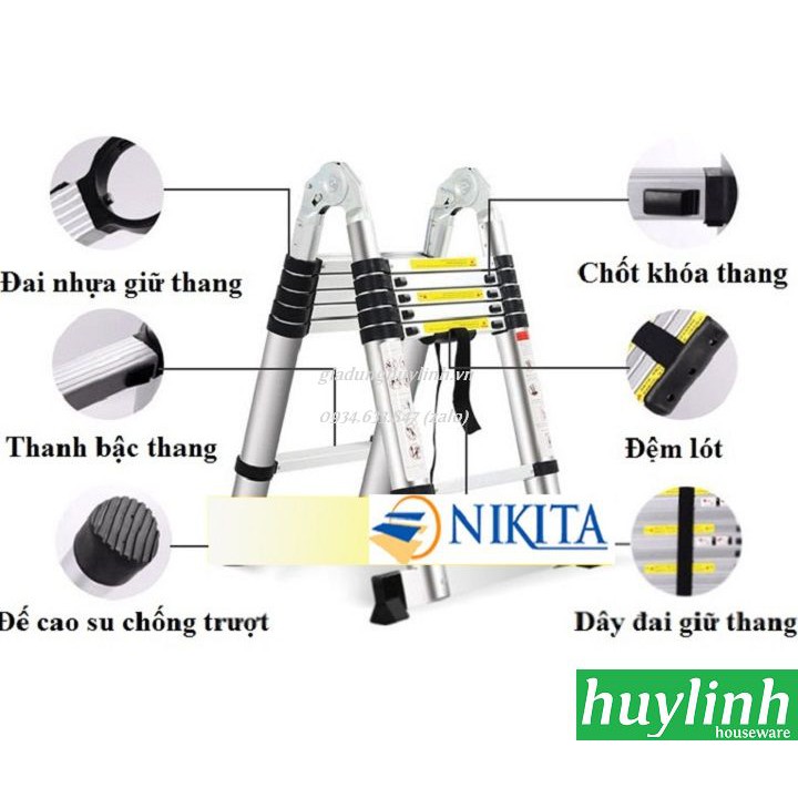 Thang nhôm rút đôi chữ A Nikita AI56 - 5.6 mét