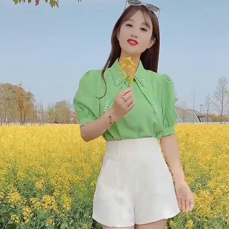 Áo Sơ Mi Chiffon Satin Tay Phồng Dáng Rộng Thời Trang 2022 Cho Nữ