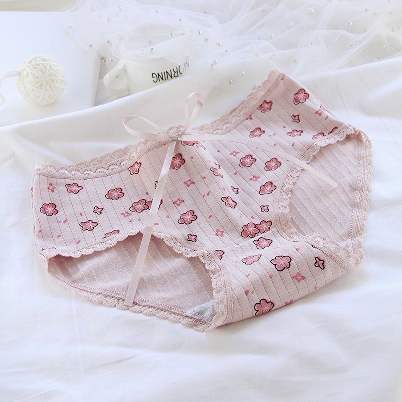 ♥️ Quần Lót Nữ ♥️Quần lót cotton nơ hoa anh đào Q0031.Quần chíp kute