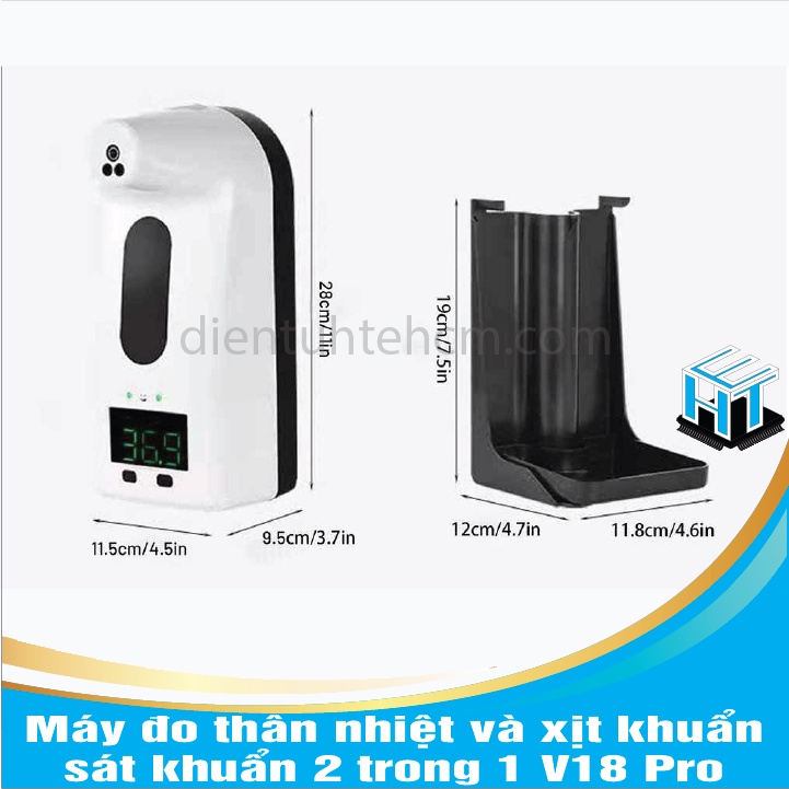 Máy đo thân nhiệt và xịt khuẩn/sát khuẩn 2 trong 1 V18 Pro