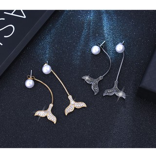 Hoa Tai Đính Đá Đuôi Cá Heo Thời Trang