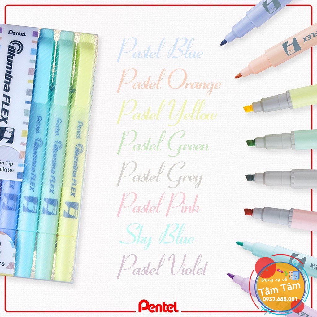 [ TÂM TÂM ]-Bút Dạ Quang 2 Đầu Pentel Màu Pastel/ Pentel Pastel Highlighter -